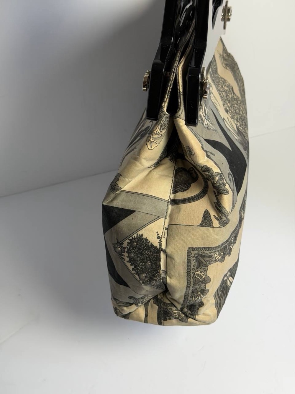 Salvatore Ferragamo Convertible Archival Scarf-Print Canvas Top Handle Bag - Picture 8 of 15